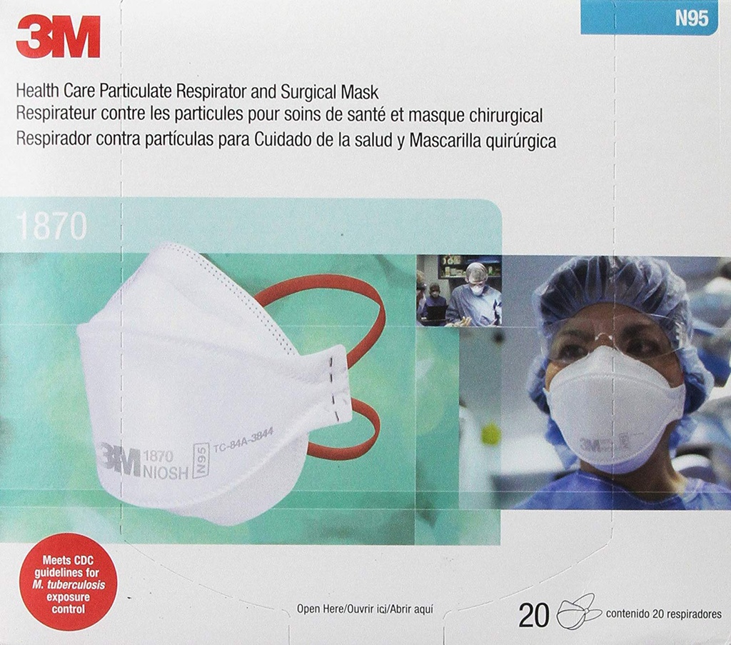 3M® Aura™ Respirateur contre les particules et masque chirurgical pour soin de santé N95 (20)