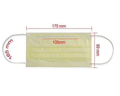AMD Ritmed® Distech™ Masques de style à plis avec attaches auriculaire (50) Jaune