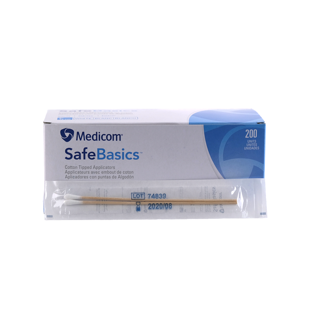 MEDICOM® SafeBasics™ Cotton Tipped Applicators 6" - Sterile (200) White