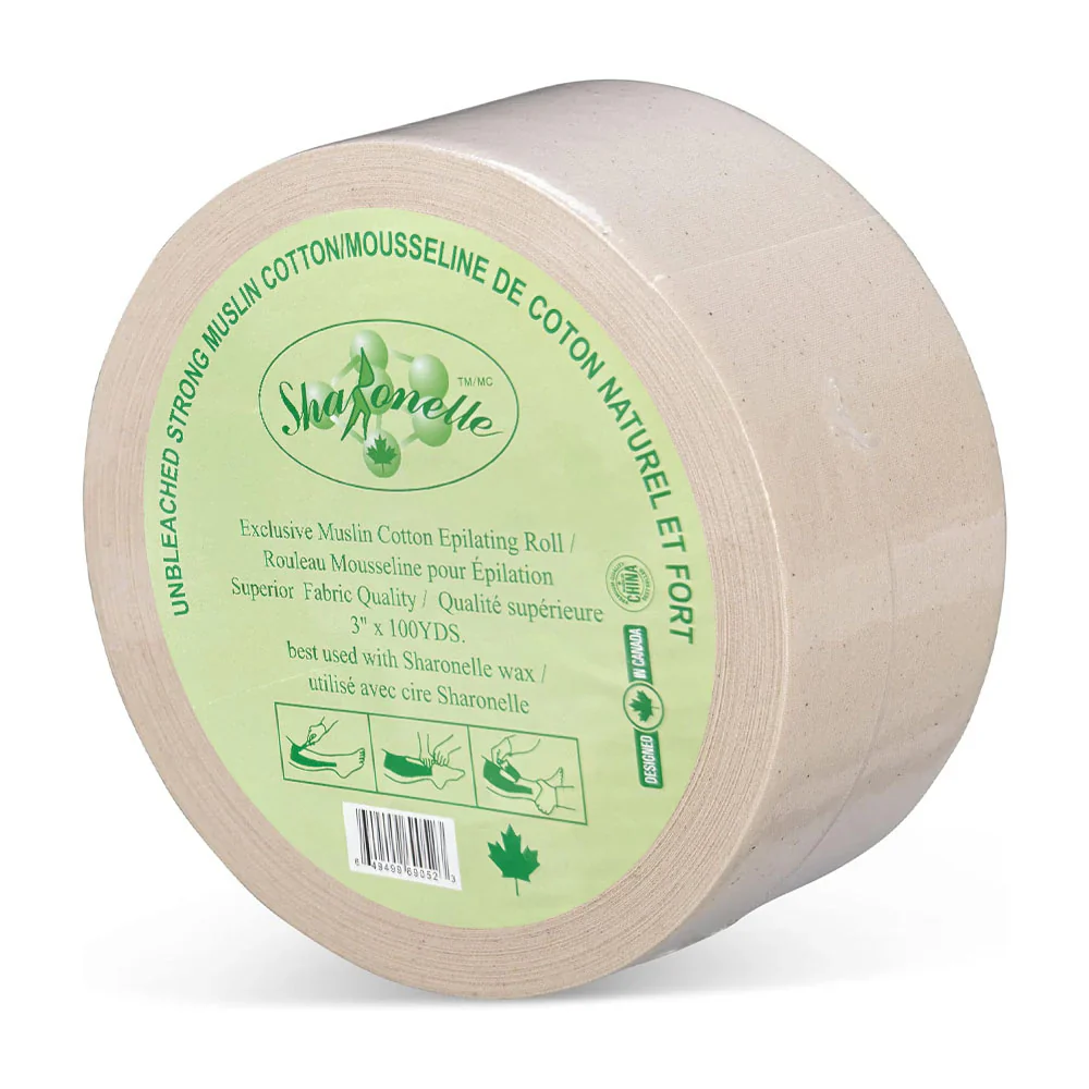 [ER100HARD] SHARONELLE® Unbleached Strong Muslin Cotton Roll for Waxing (3" x 100 YDS)