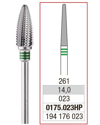 EDENTA® Fraise aiguille en carbure de tungstène - denture simple avec section transversale (bague verte)