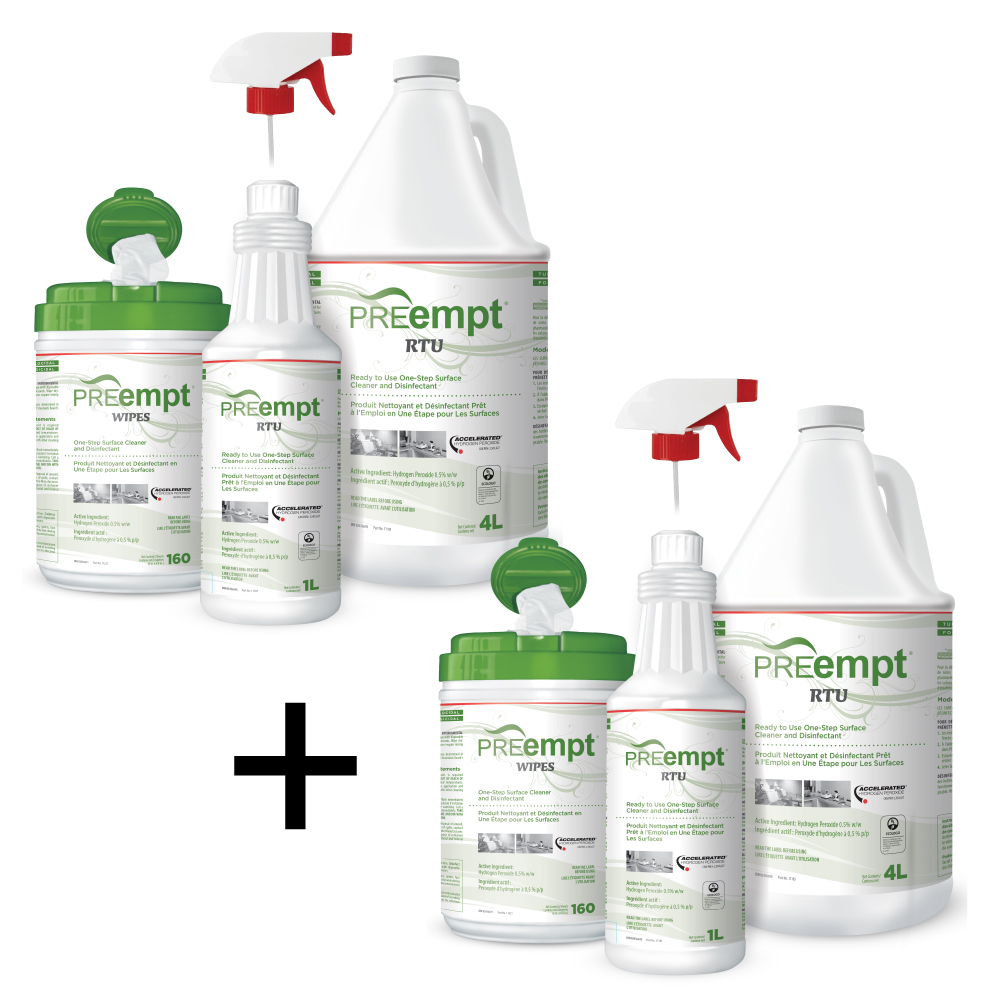 PREempt® PROMO 2X TRIO - Kit RTU 3,78 L, RTU 1 L & Wipes (160) 6"x6,8"