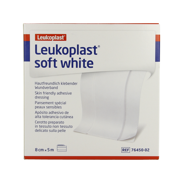 BSN® LEUKOPLAST® Soft White - Pansement adhésif hypoallergénique non-tissé (1) 8 cm x 5 m