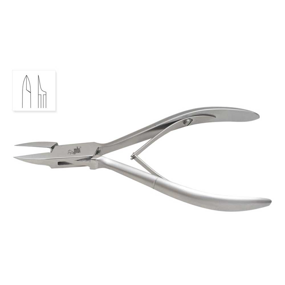 [1MBI-213D] MBI® Pince à ongles à double ressort -mors droit effilé - ongles incarnés - 4 pouces