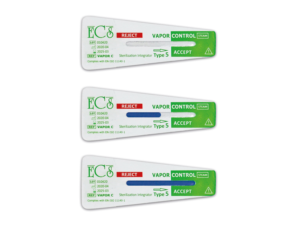 ECS-VAPOR C - Intégrateur Chimique pour contrôle de la stérilisation à la vapeur de type 5 - Paquet de 250
