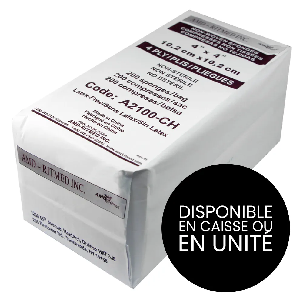  AMD Ritmed® All Purpose Nonwoven Compresses - 4 Ply - 4 "x 4" (200) White