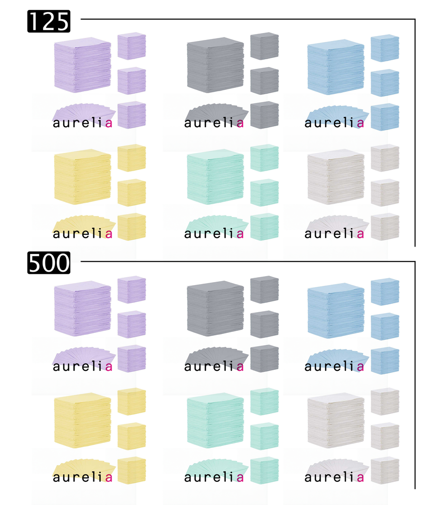 AURELIA® Bavettes (3 plis) 2 plis de papier & 1 pli de polyéthylène Paquet de 125 Blanc