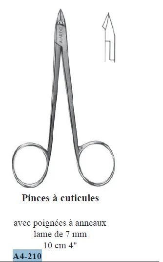 ALMEDIC®Pinces à cuticules, avec poignées a anneaux, lame 7mm, 10cm 4" (copie)