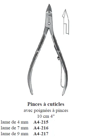 [A4-217] ALMEDIC® Pinces à cuticules avec poignées a pinces, lame 9mm, 10cm 4"