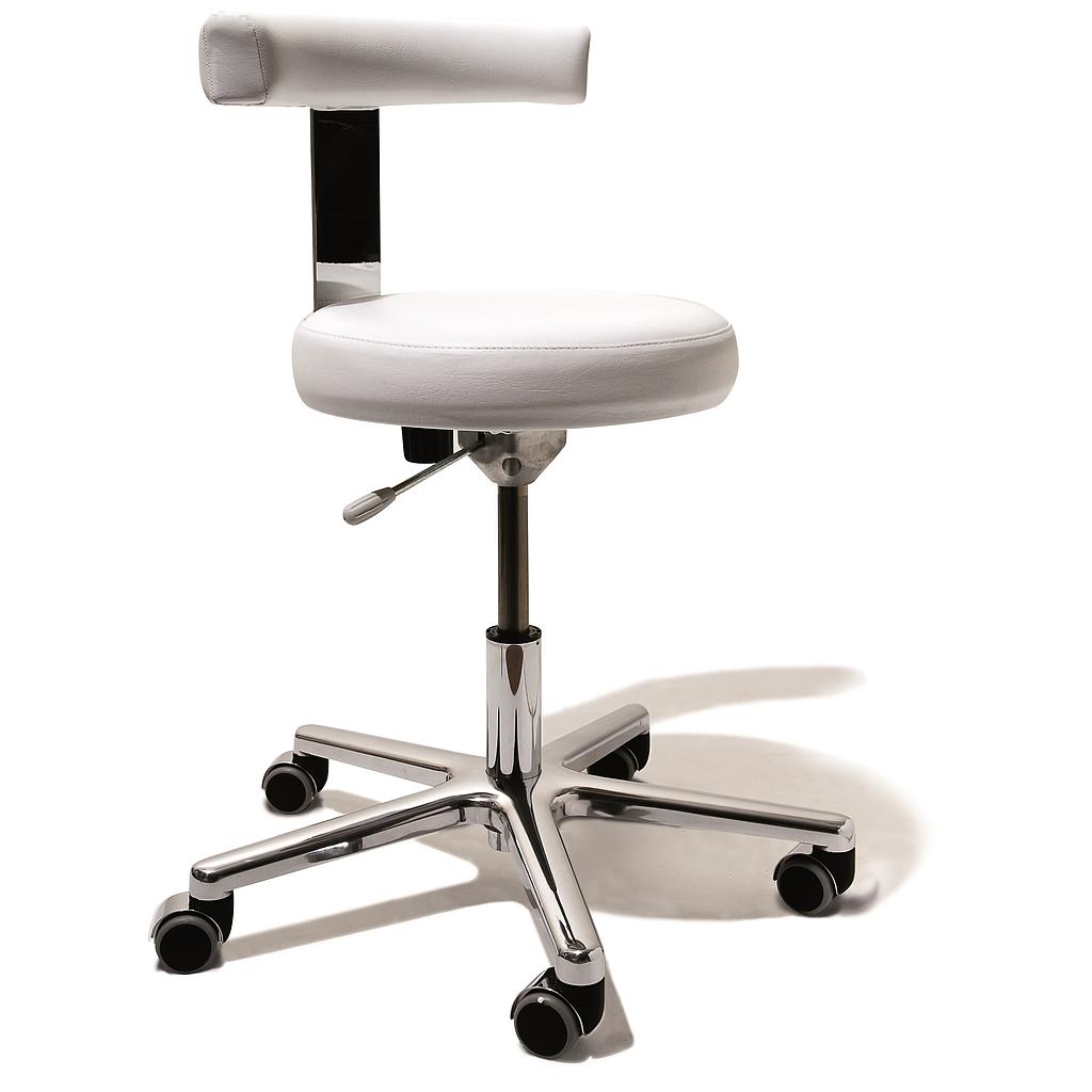 BENTLON® Tabouret rond avec support dorsal mince - Blanc