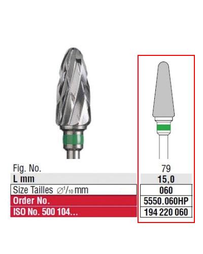 [2E5550060] EDENTA® Fraise conique large en carbure de tungstène - denture croisée grosse (bague verte)