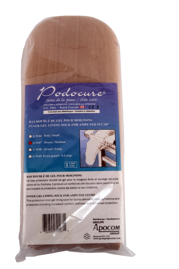 PODOCURE® Iner Gel Lining Sock For Amputed Stump - Small
