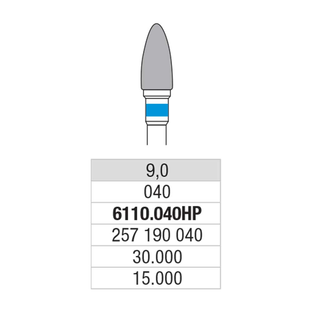 [2E6110040] EDENTA® Bud shaped carbur bur - regular cross cut (blue tag)