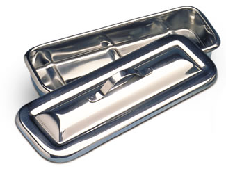 AMG® Bassin de trempage pour instruments avec couvercle en Inox. (8½ po x 3 po x 1½ po)