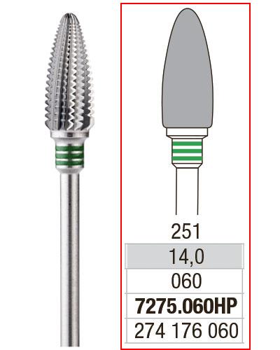EDENTA® Fraise bourgeon large en carbure de tungstène - denture simple avec section transversale (bague verte)