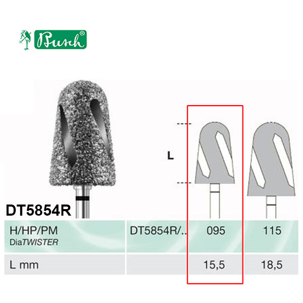 [2DT5854R095] BUSCH® Fraise en diamant - Grain super gros (DiaTWISTER)