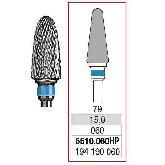 [2E5510060] EDENTA® Fraise conique ronde en carbure de tungstène - denture hélicoïdale régulière (bague bleue)