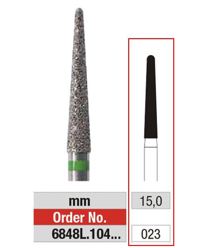 [2E6848L023] EDENTA® Fraise aiguille longue en diamant - gros grain