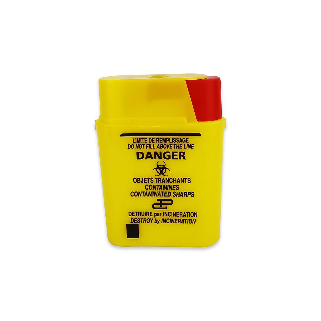 Yellow Sharps Container - Small - With small round opening on the top