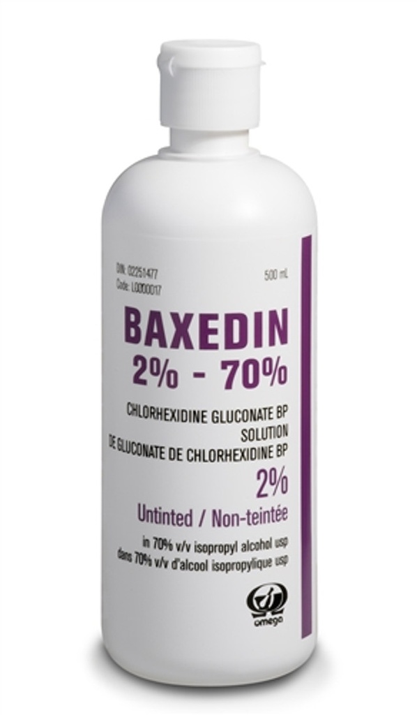 [410325] BAXEDIN Solution 2% chlorhexidine/70% alcohol - Tinted - 500ml