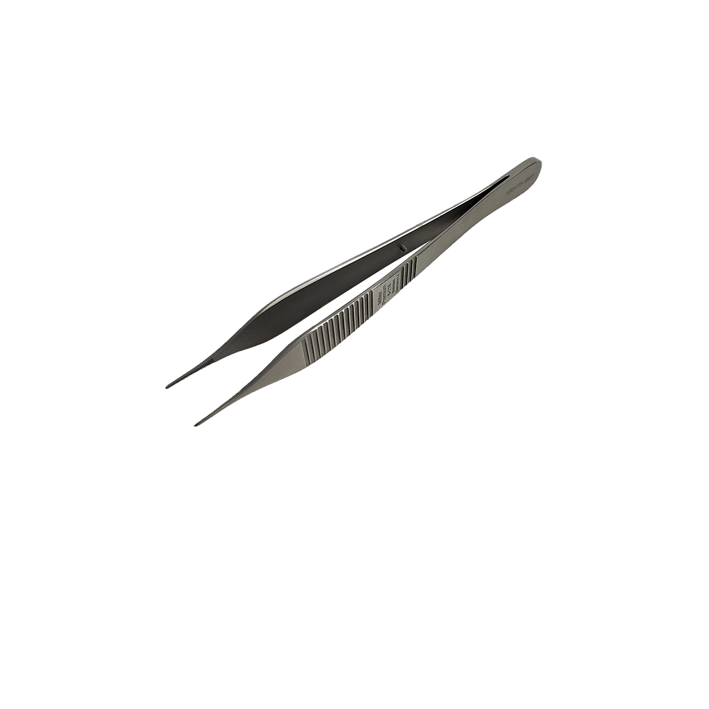 [16-118] MILTEX® Straight stainless steel tweezers with small teeth 4 3/4 "