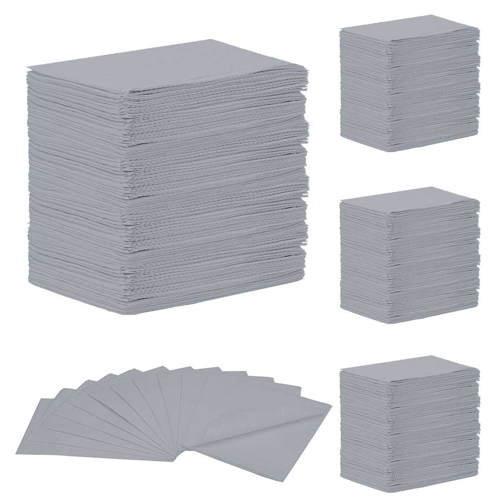 [5MED8281] MEDICOM® SafeBasics™ Dry-Back® Bavettes (3 plis) 2 plis de papier & 1 pli de polyéthylène (500) Gris
