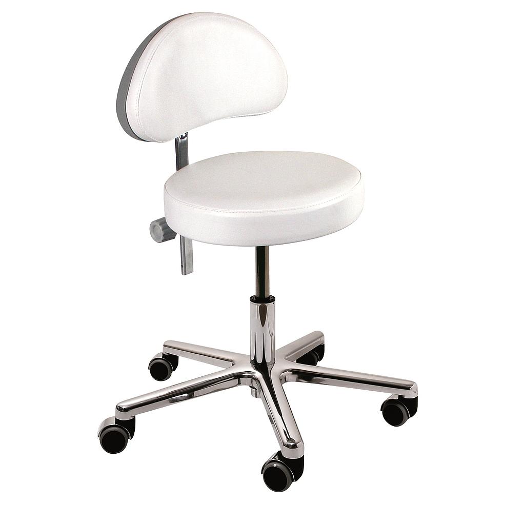 [250155.XXX] BENTLON® round stool Silver Plus with back support - White